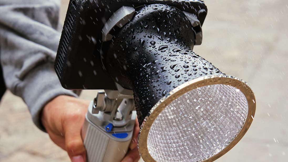 Amaran Ray 120 or 60 used in light rain. 