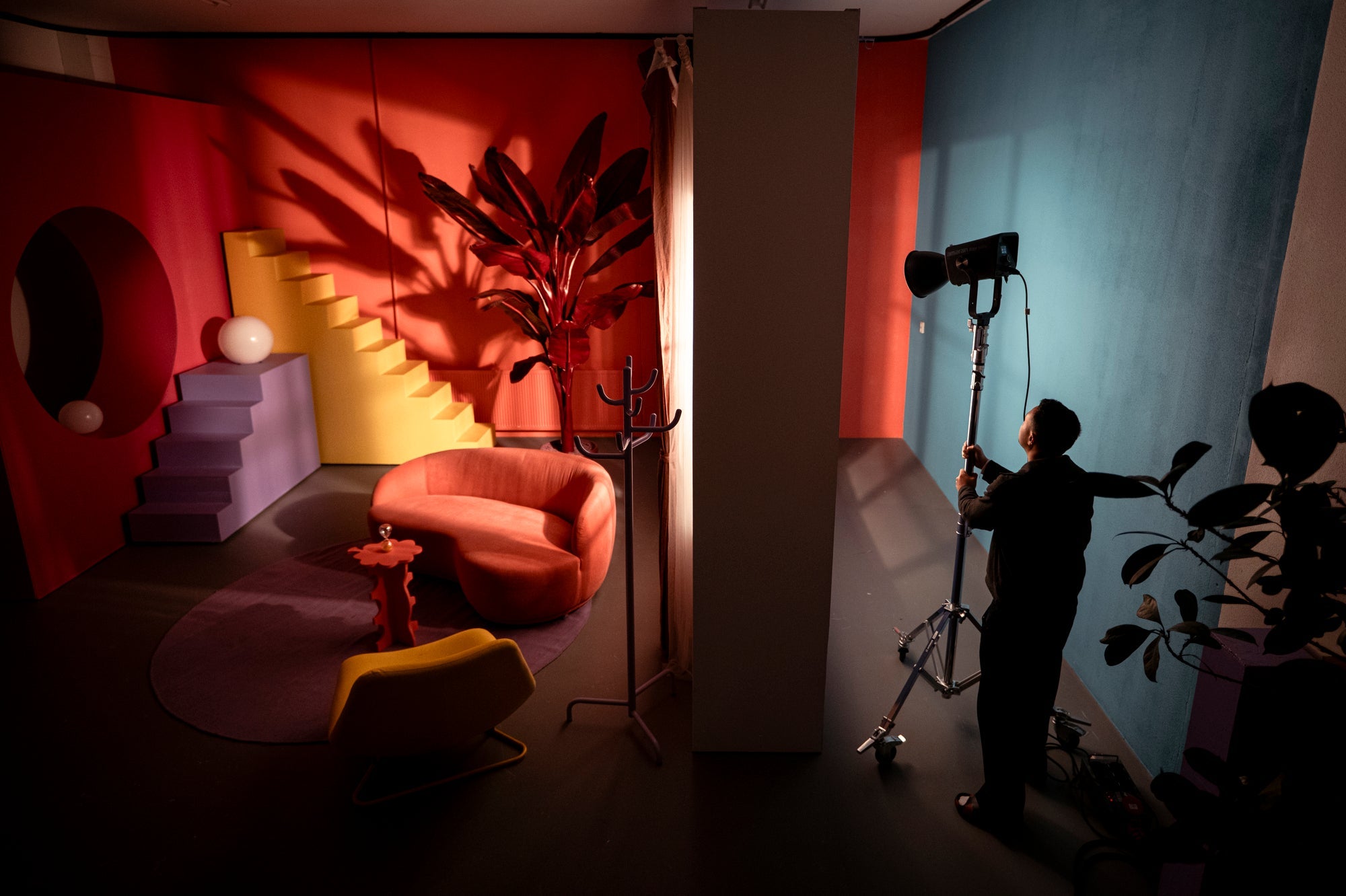 amaran Ray 660c LED Light being utilised on set.