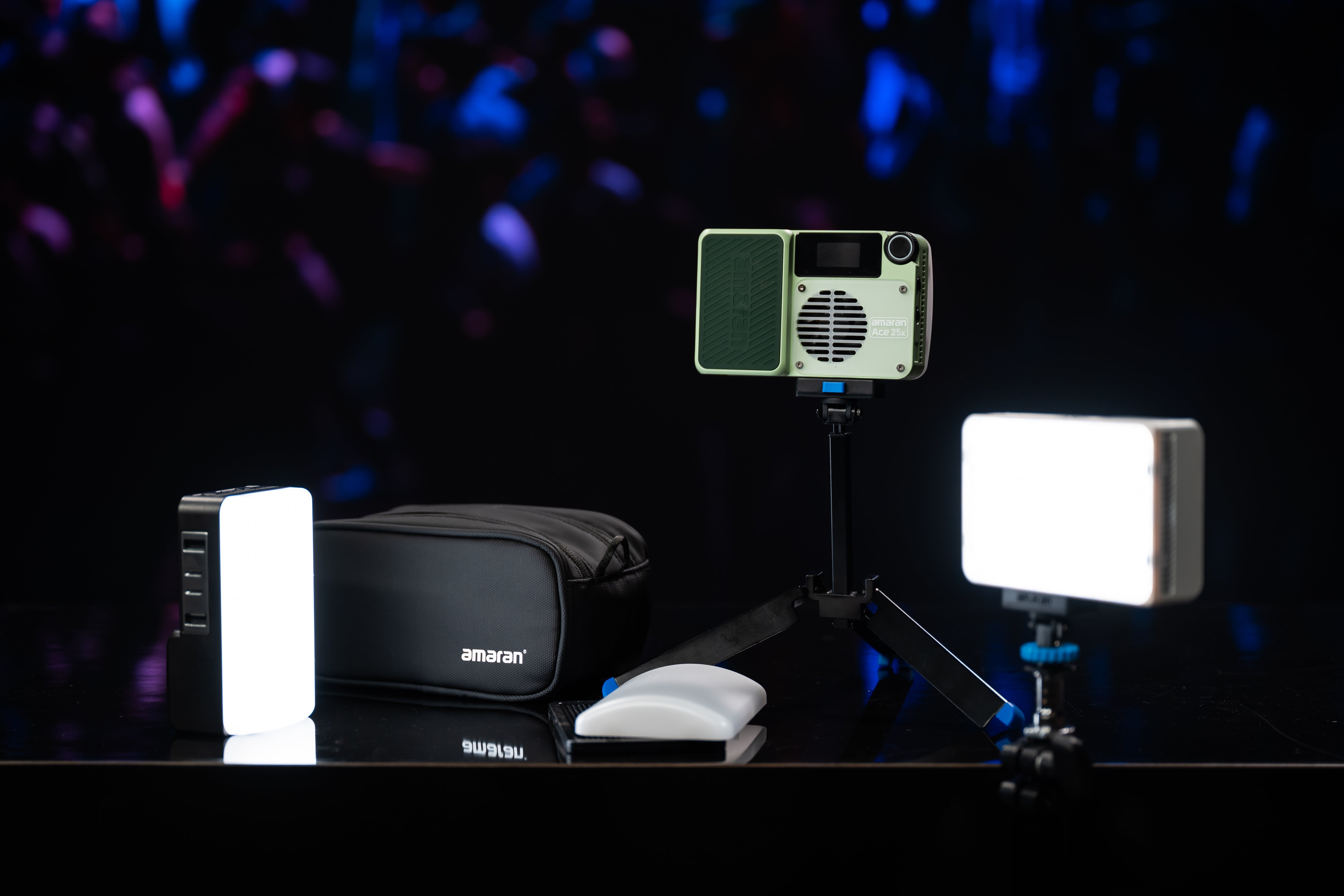 amaran Ace 25 Kit shown with all components on a dark background.