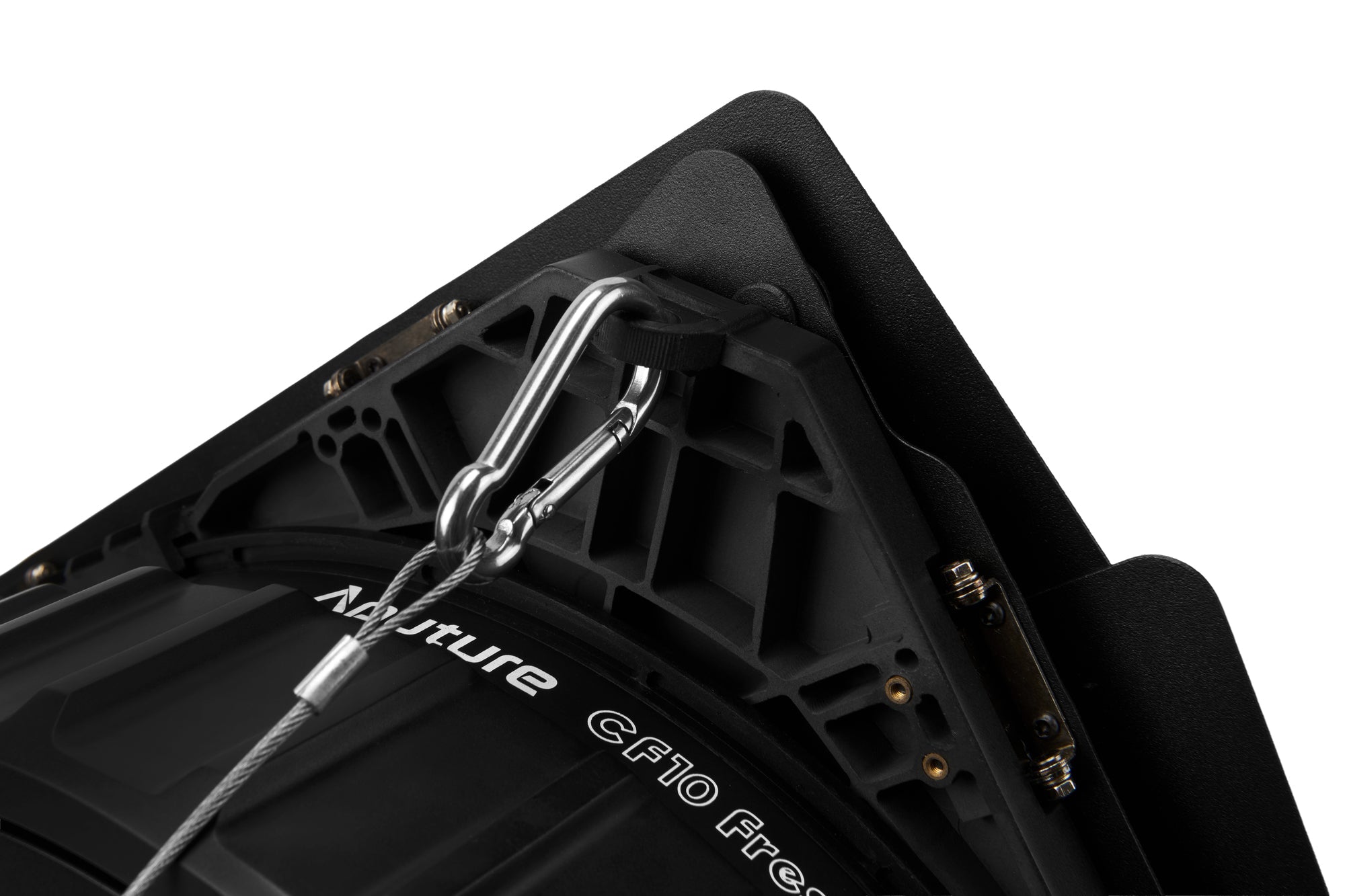 Close-up on the hook for the Aputure CF10 Fresnel and Barn Doors Kit.