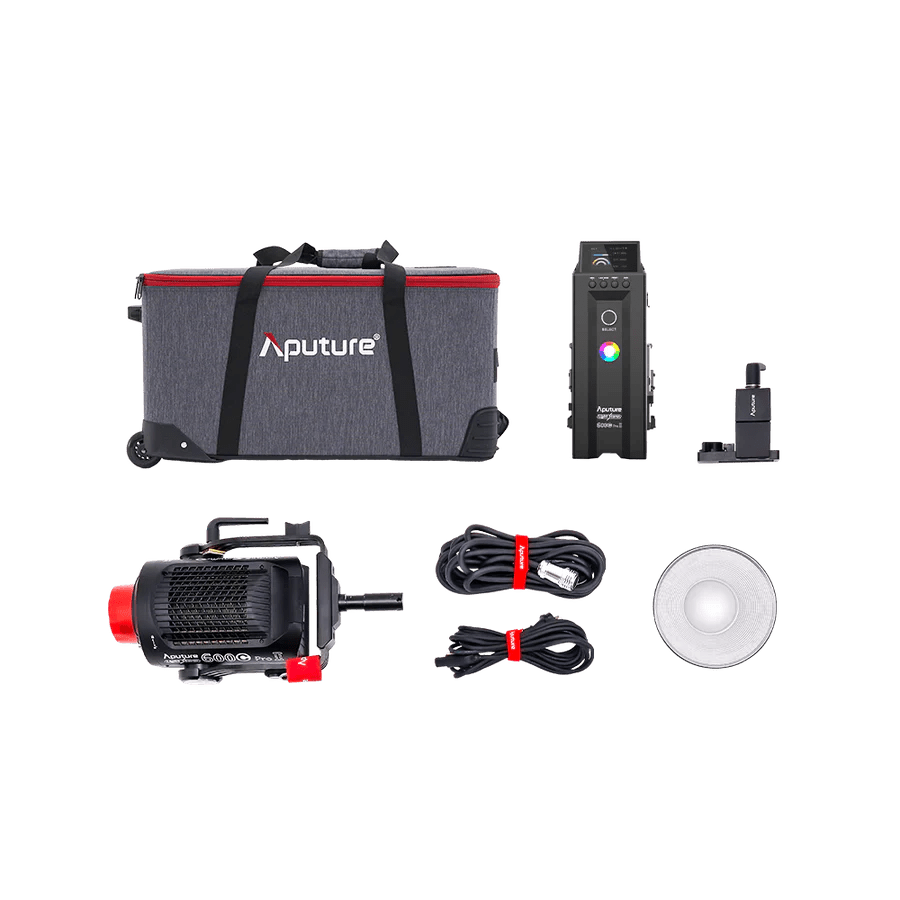 The new Aputure 600c Pro II complete kit plan view. 