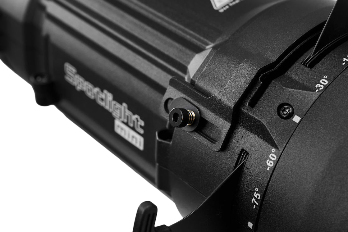 Detail image of an Aputure Spotlight Mini Kit with 19° Lens.