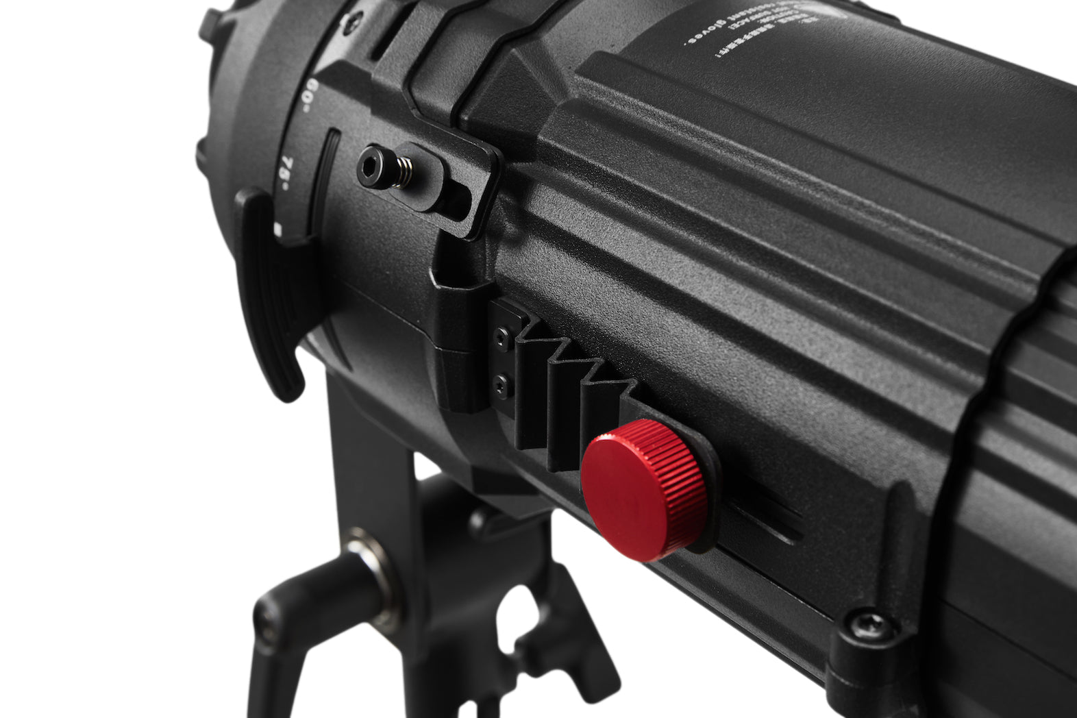 Close-up side view of the Aputure Spotlight Mini Kit with 19° Lens.