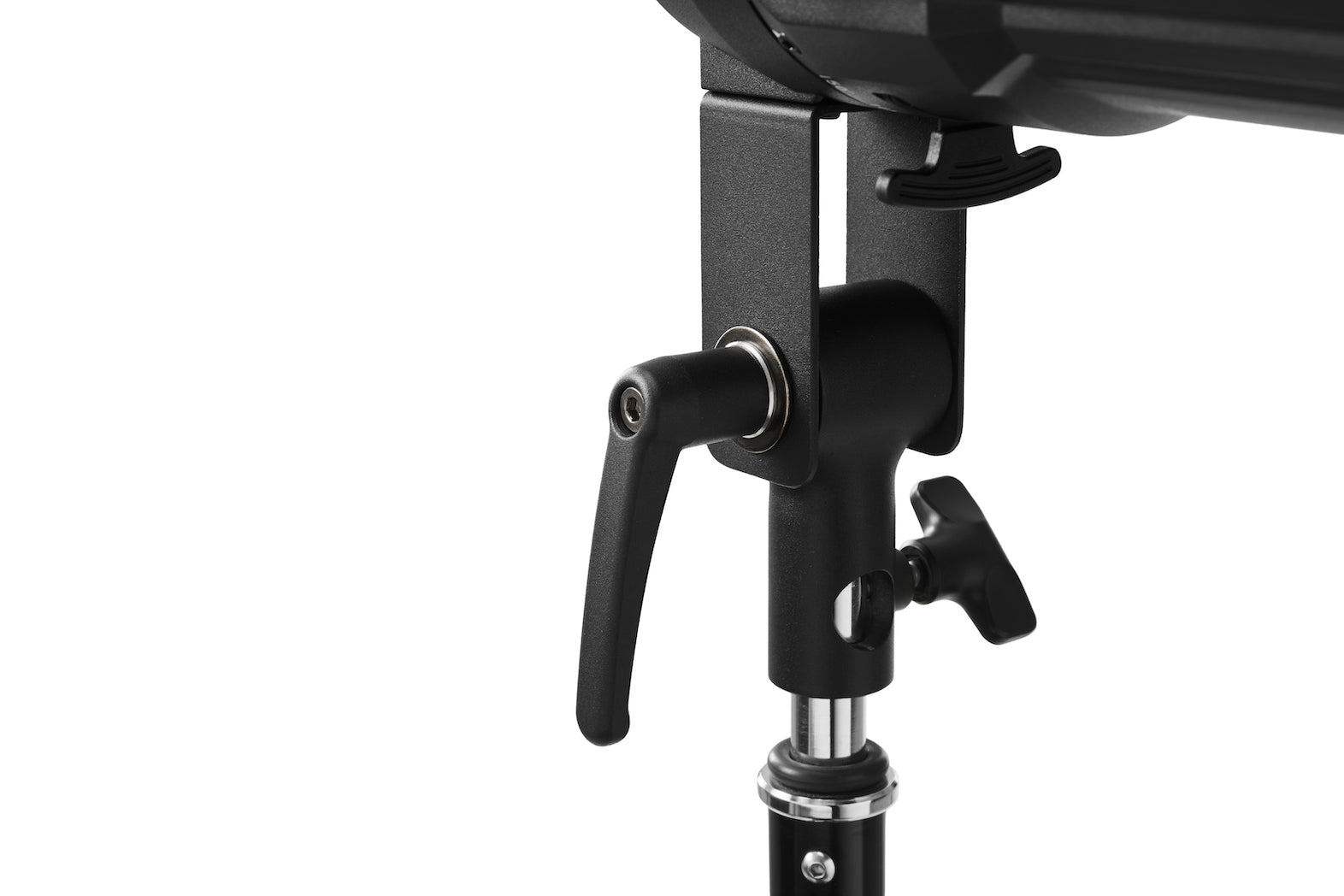 Connection point on the light stand for the Aputure Spotlight Mini Kit with 19° Lens.