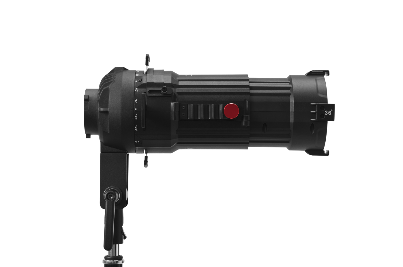 Side view of a Aputure Spotlight Mini Kit with 36° Lens.
