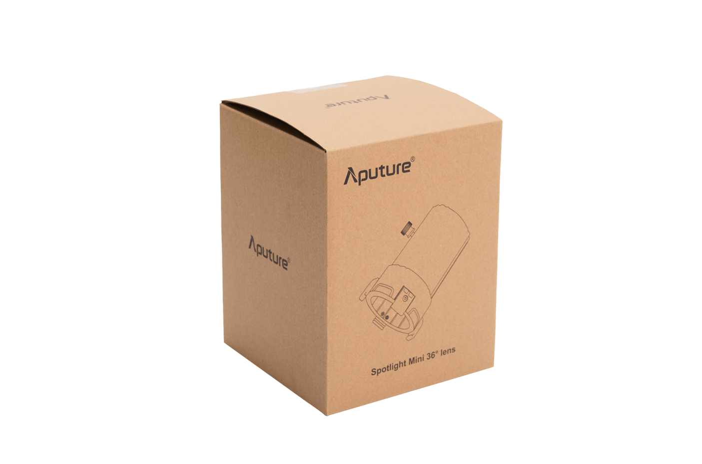 Cardboard Box for Aputure Spotlight Mini Kit with 36° Lens.
