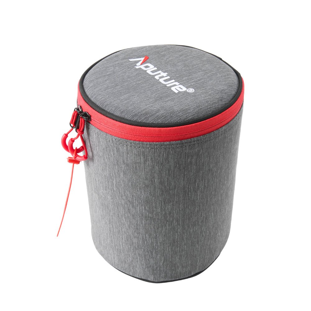 Elevated view of the Aputure Spotlight Mount II 50° Lens grey storage case.