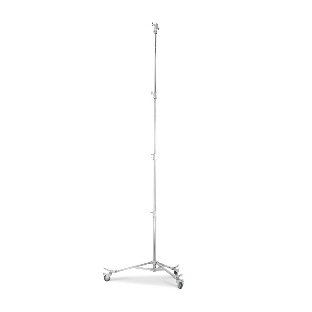 Avenger Roller Metal stand with wheels on a white background, extended. 