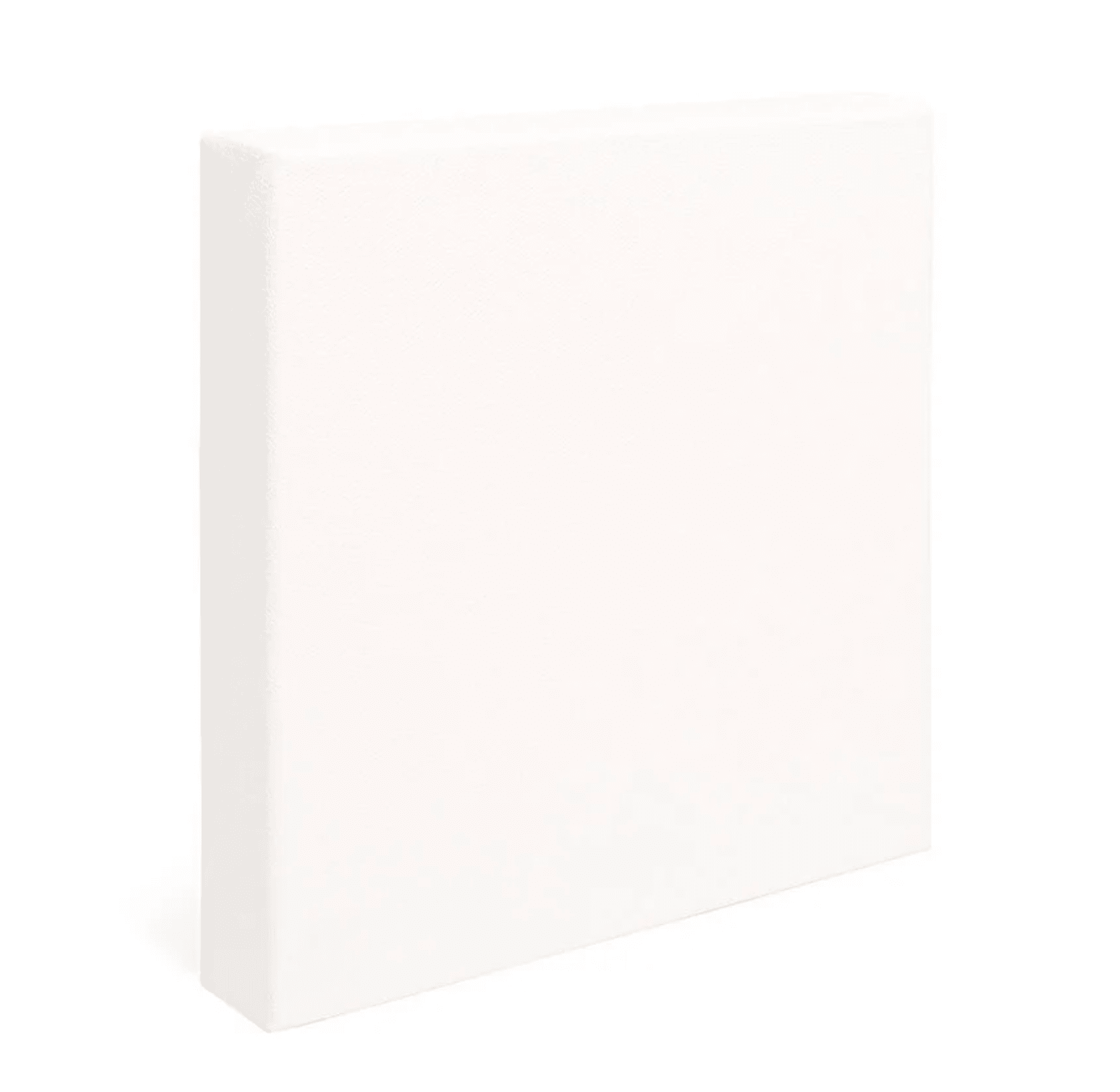 A white paint sample on canvas, on a white background. 