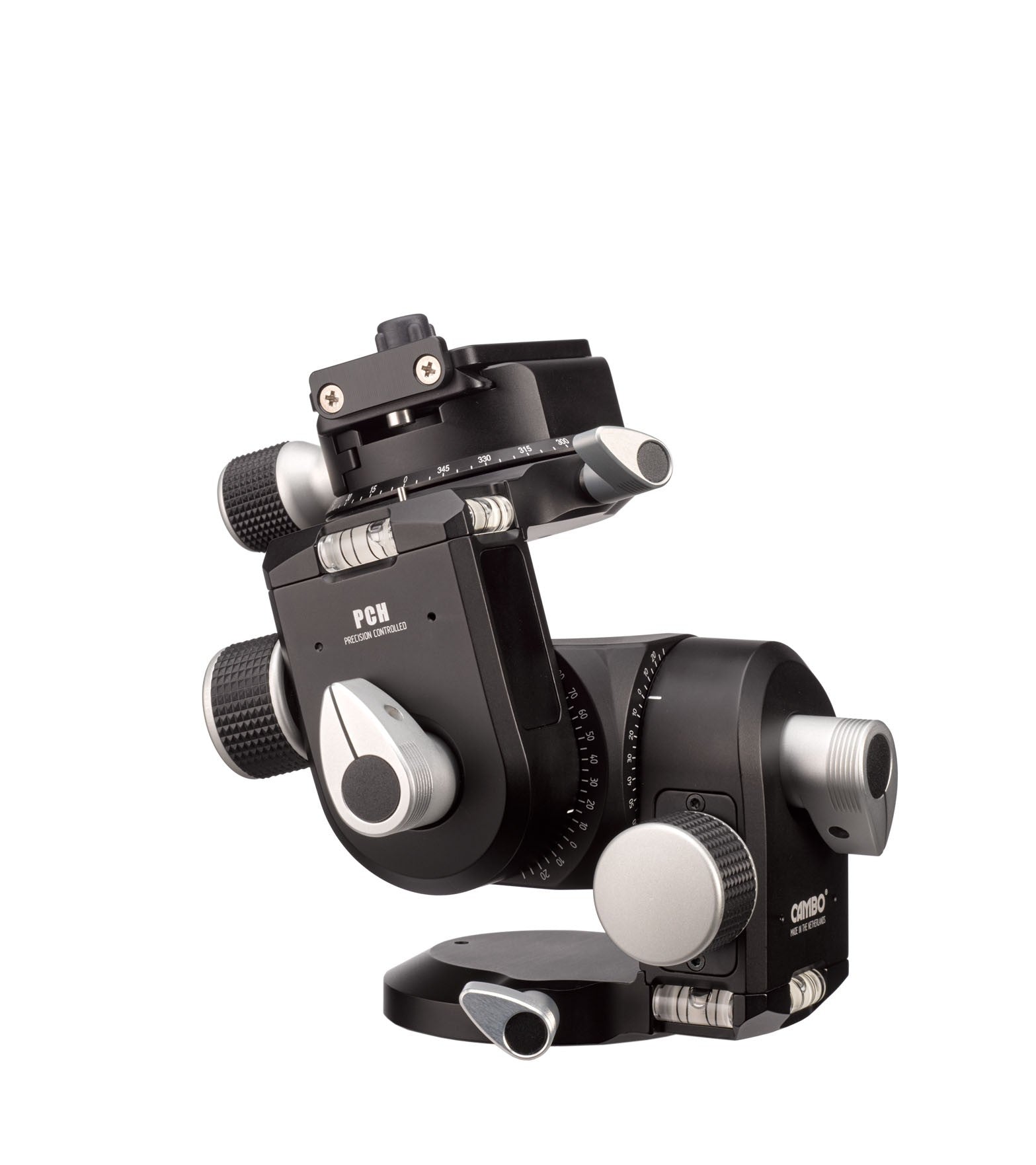 Image showing the Cambo PCH Precision Controlled Geared Head with a side tilt applied. 