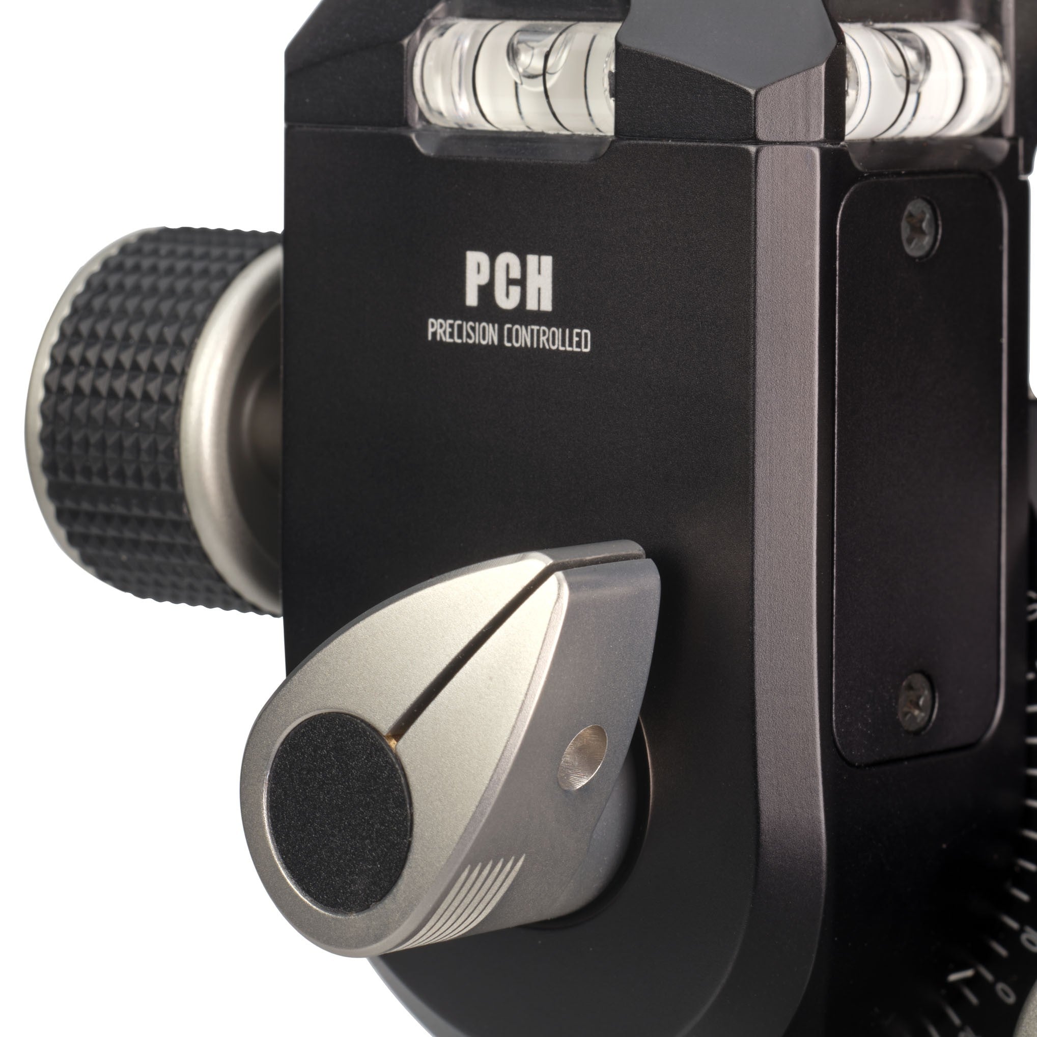 Detailed image of one of the locking knobs  on the Cambo PCH Precision Controlled Geared Head.