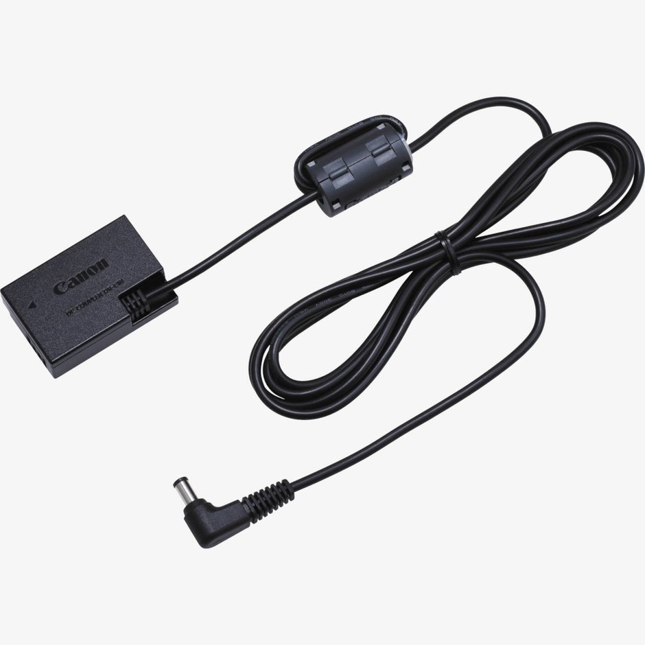 Canon DR-E18 DC Coupler shown on a white background.