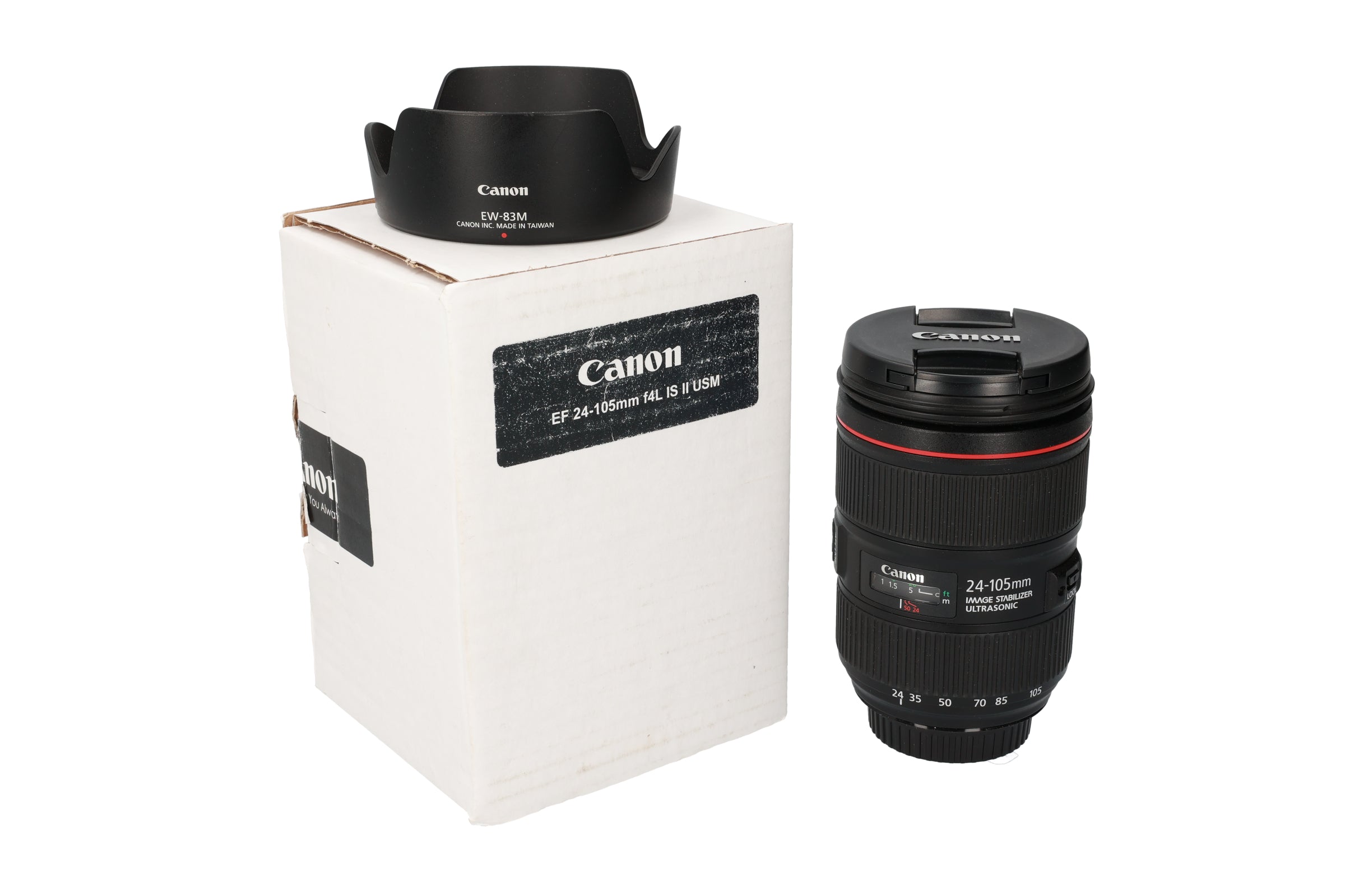USED Canon EF 24 - 105mm f4 IS II USM with the box.