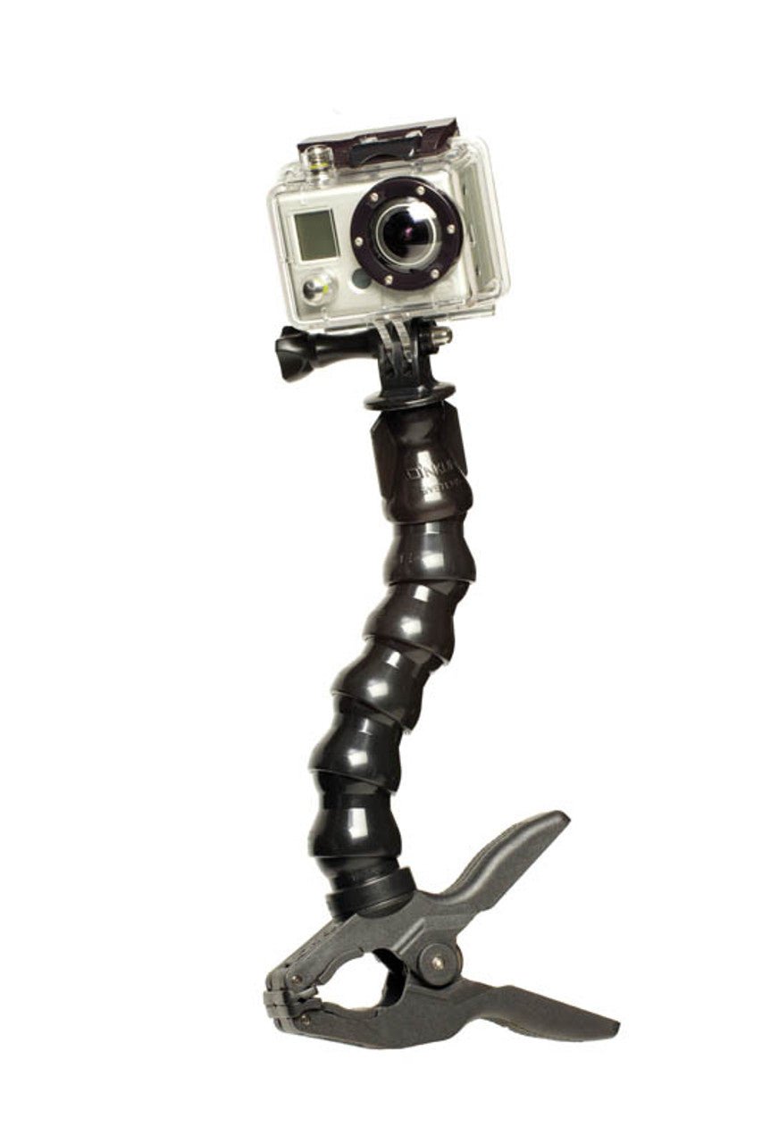 Dinkum ActionPod® Mount with GoPro Camera attached on a white background.