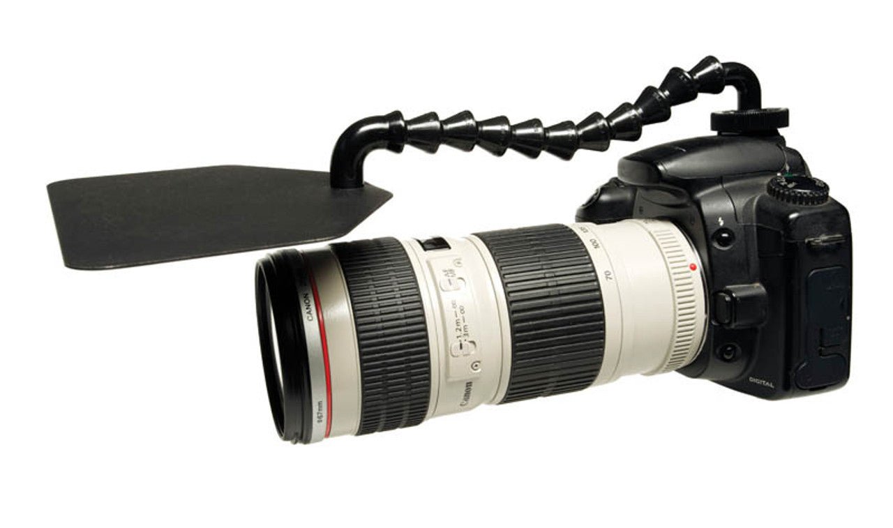 Dinkum COMPACT™ Lens Shade attached to a camera.