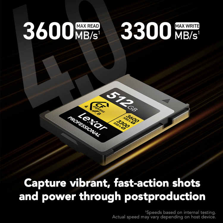 Lexar CFexpress 4.0 Type B Gold series 512GB - R3600/W3300MB/s