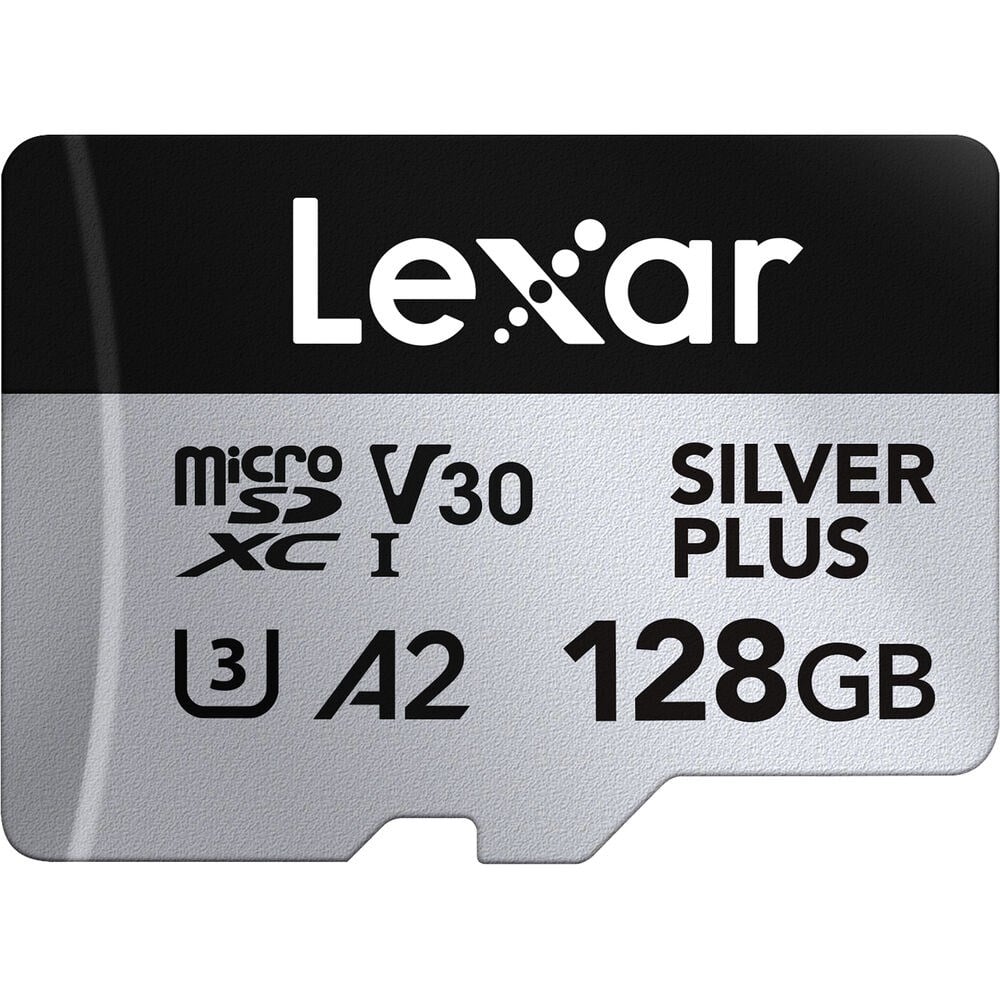 Lexar 128GB microSDXC card on a white background.