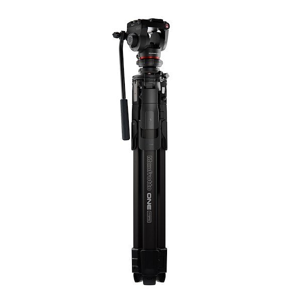 Fully collapsed image of Manfrotto ONE Aluminium with 500X Fluid head.