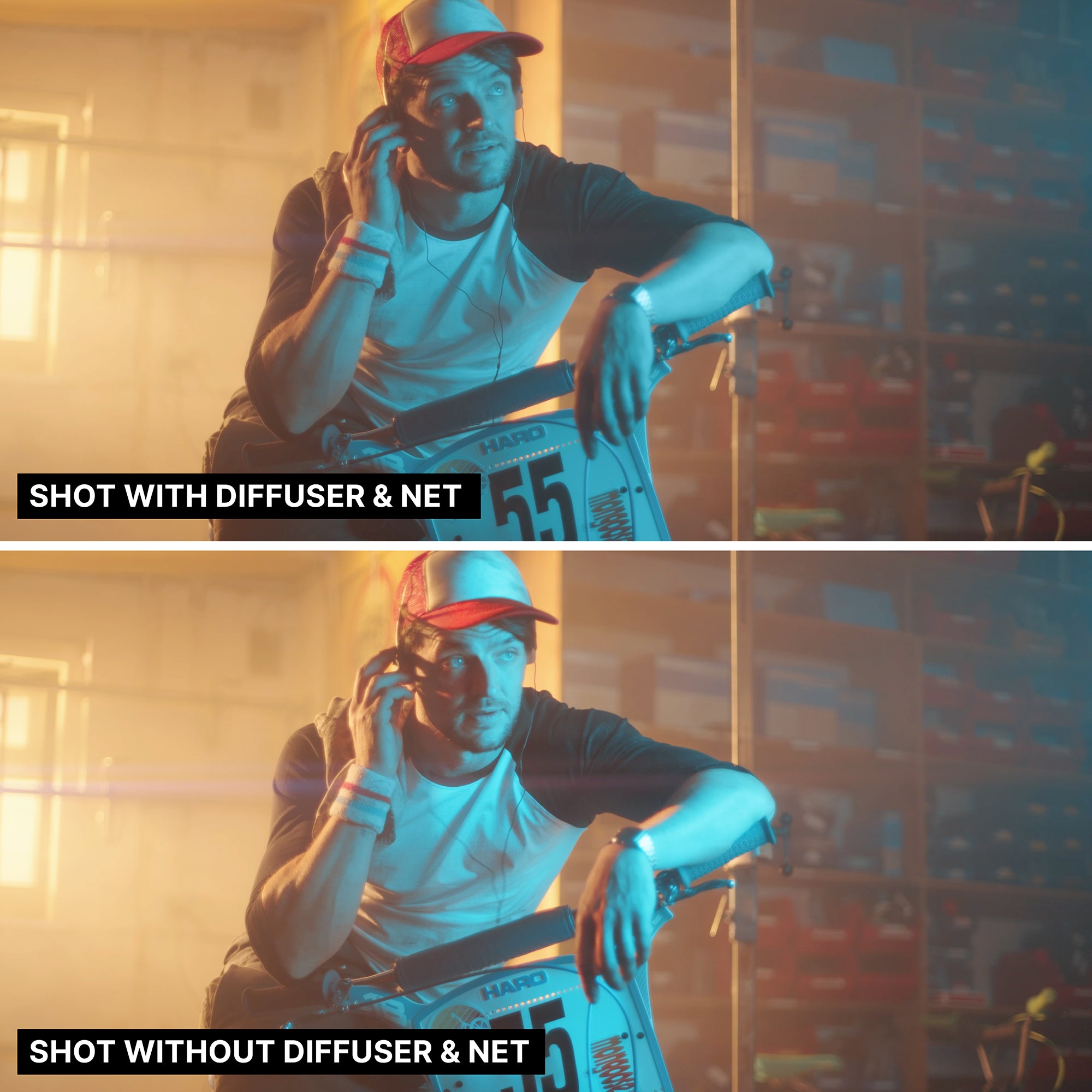 Showing the difference between shooting the same image with and without the Silk and Net.