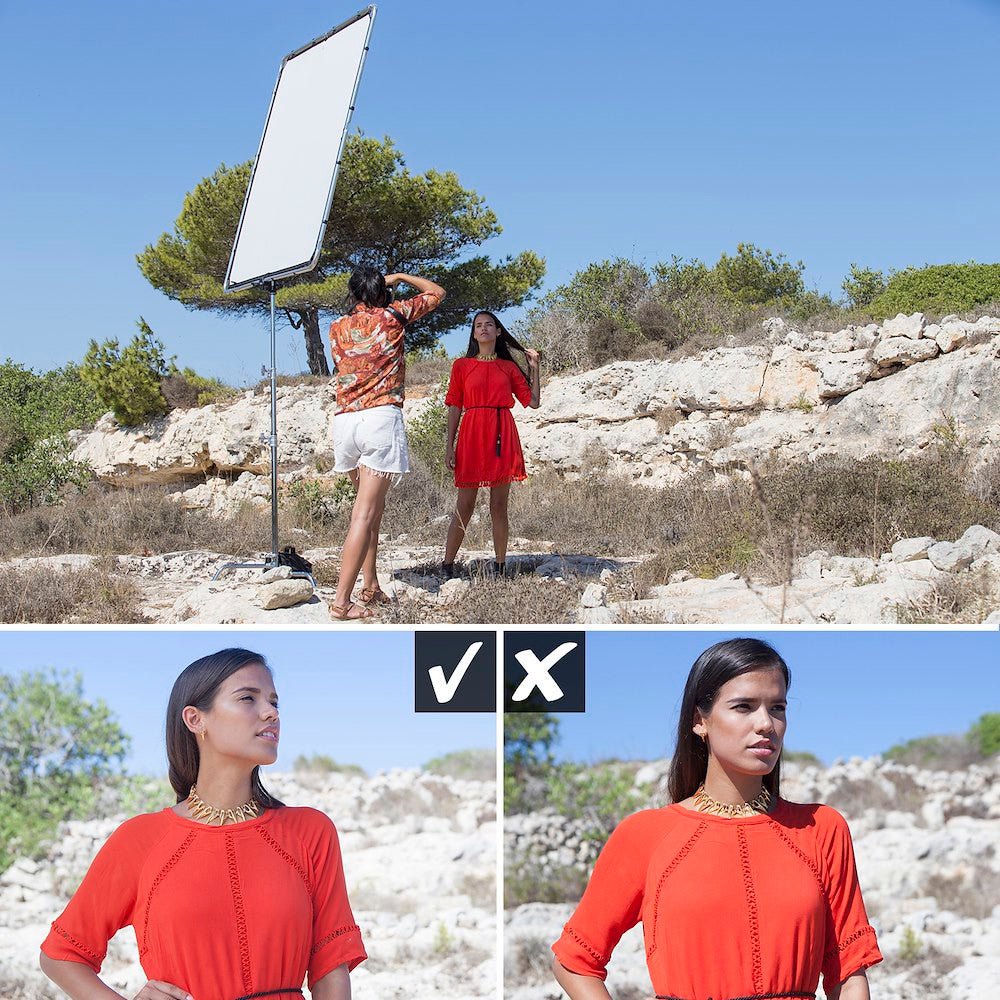 Comparison image using the Skylite Rapid Fabric Midi 1.5m x 1.5m Stop. Diffuser.