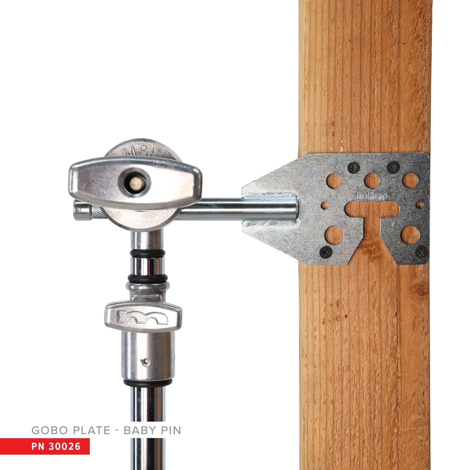 Matthews Gobo Plate Baby Pin shown mounted.