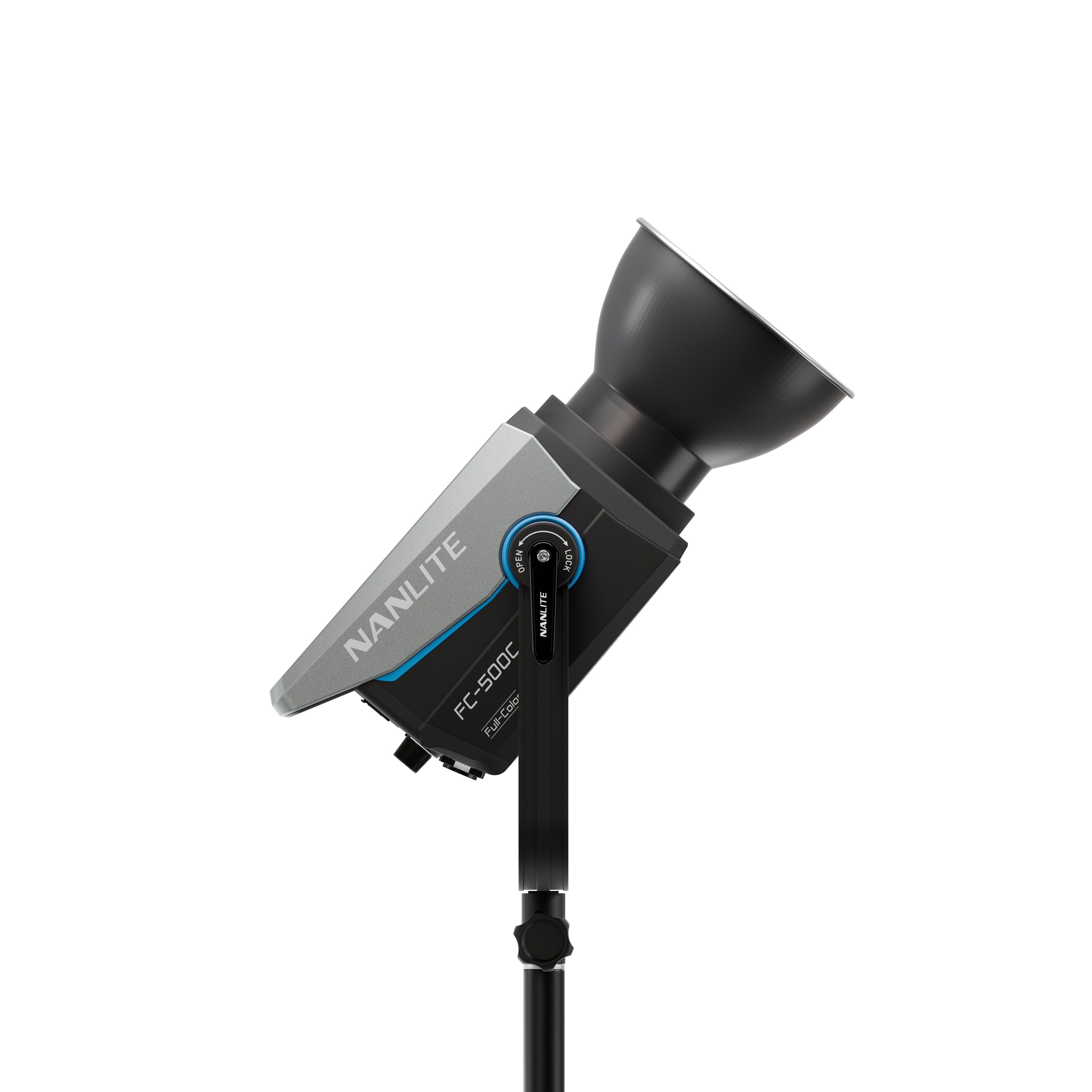 NANLITE FC-500C LED RGBW Spot Light tilted upwards.