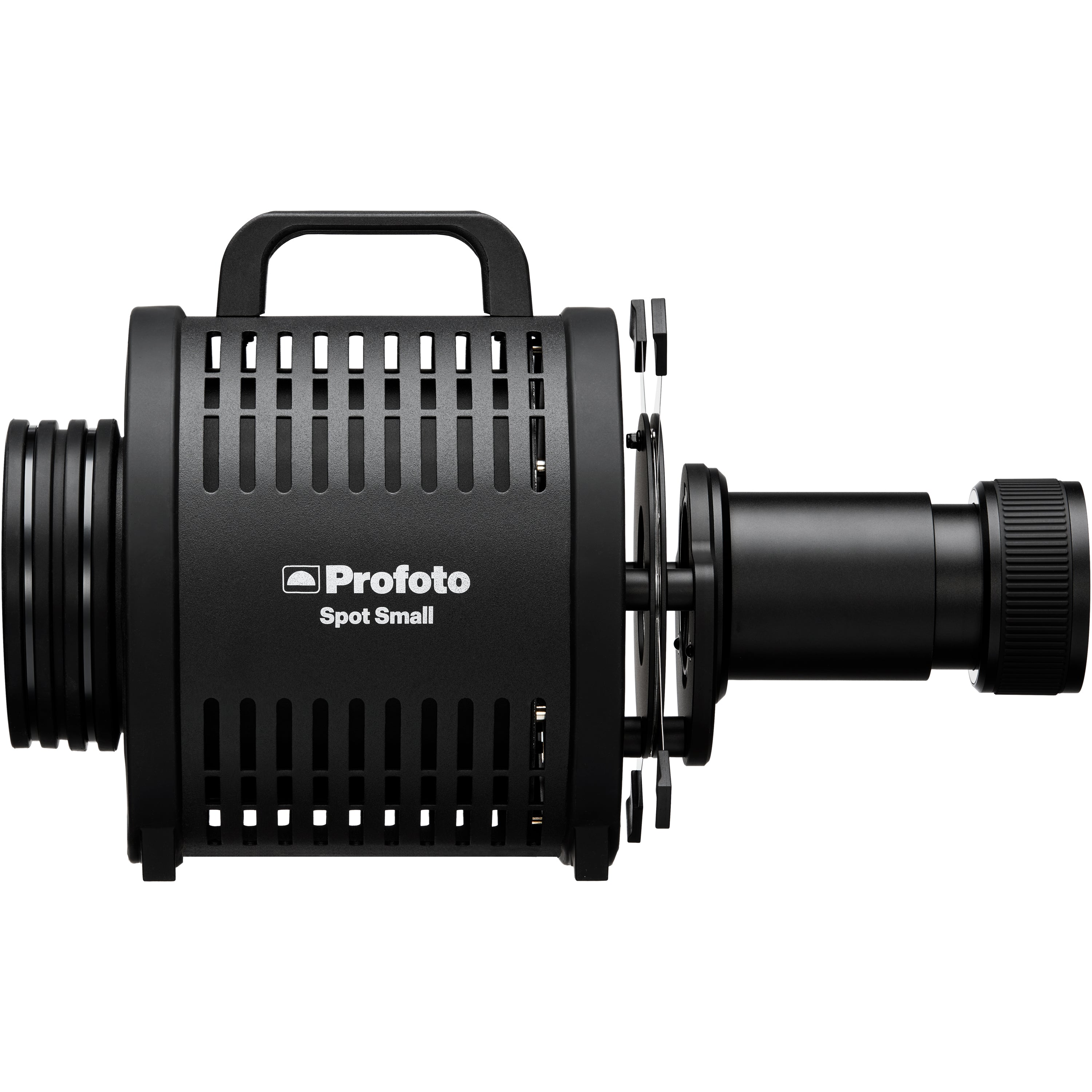 Profoto Spot Small attachment, side profile image, showing the complete assembly. 