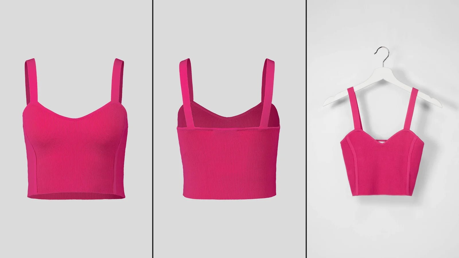 Different pink tops being photographed using the Profoto Vertical.
