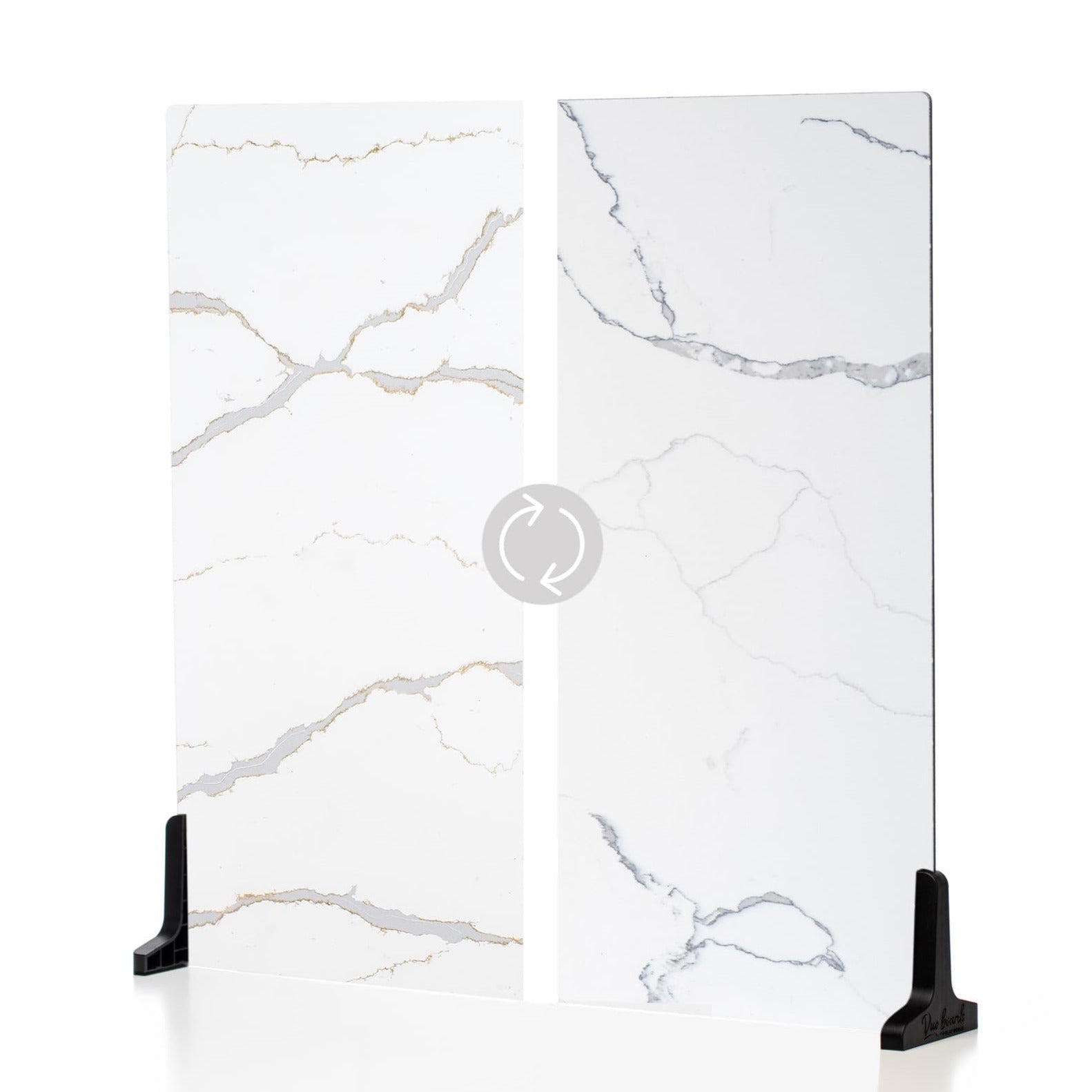 V-Flat Carrara Blue/Calacatta Gold Duo Board with both sides shown.