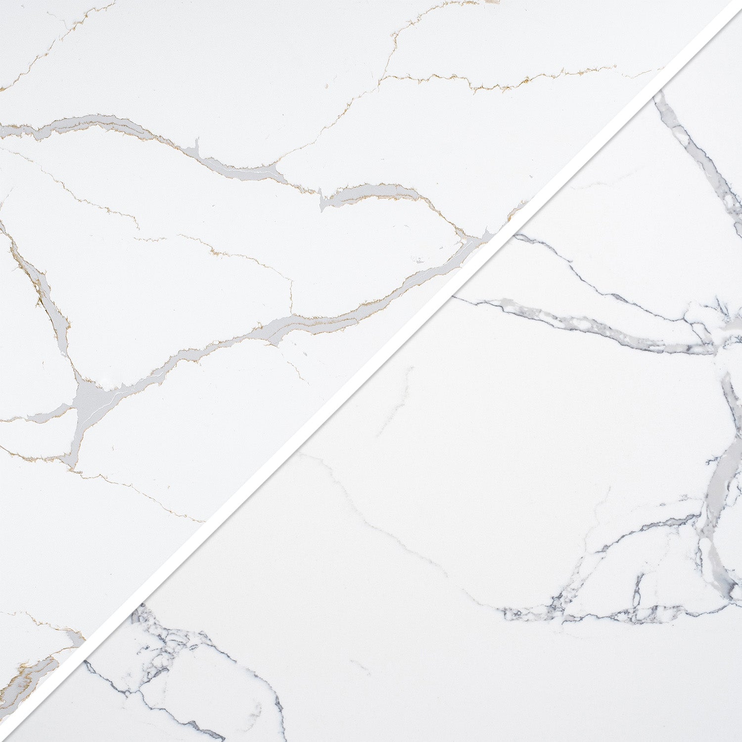 V-Flat Carrara Blue/Calacatta Gold Duo Board with both colours shown side by side.