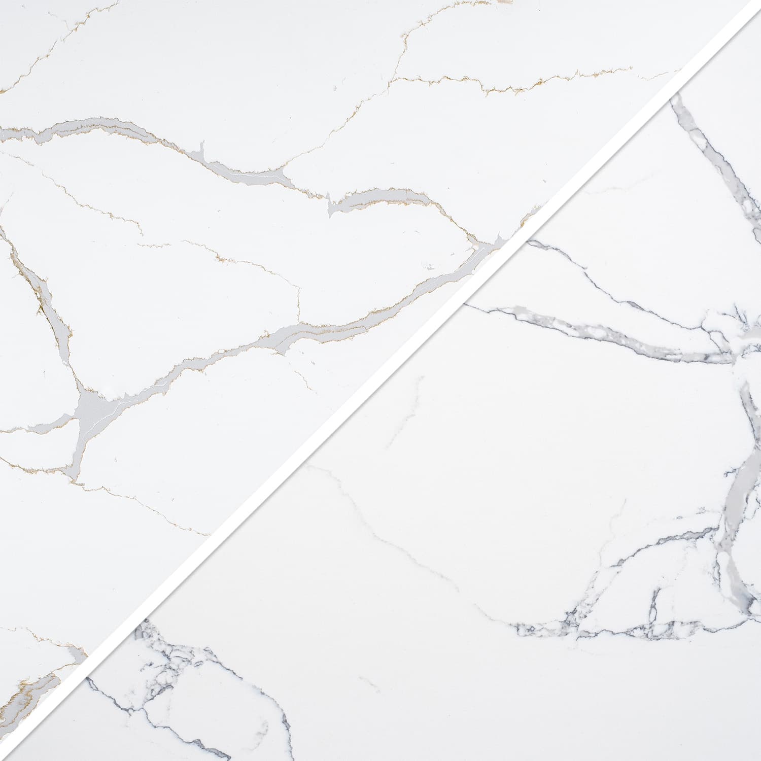 V-Flat Carrara Blue/Calacatta Gold Duo Board, both colour options next to each other.