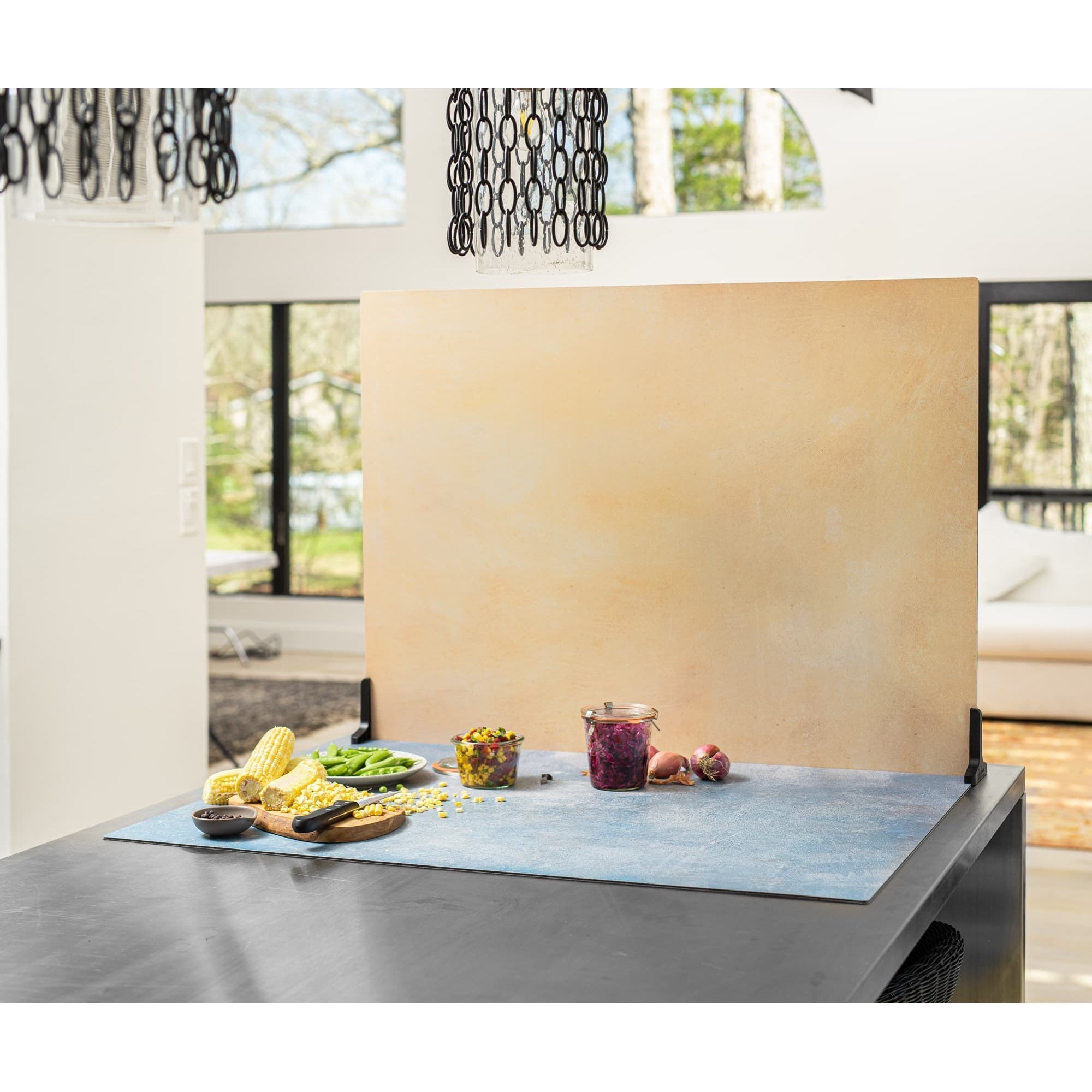 A studio environment utilising a V-Flat Coral Wash/90's Blues - XL Duo Board.