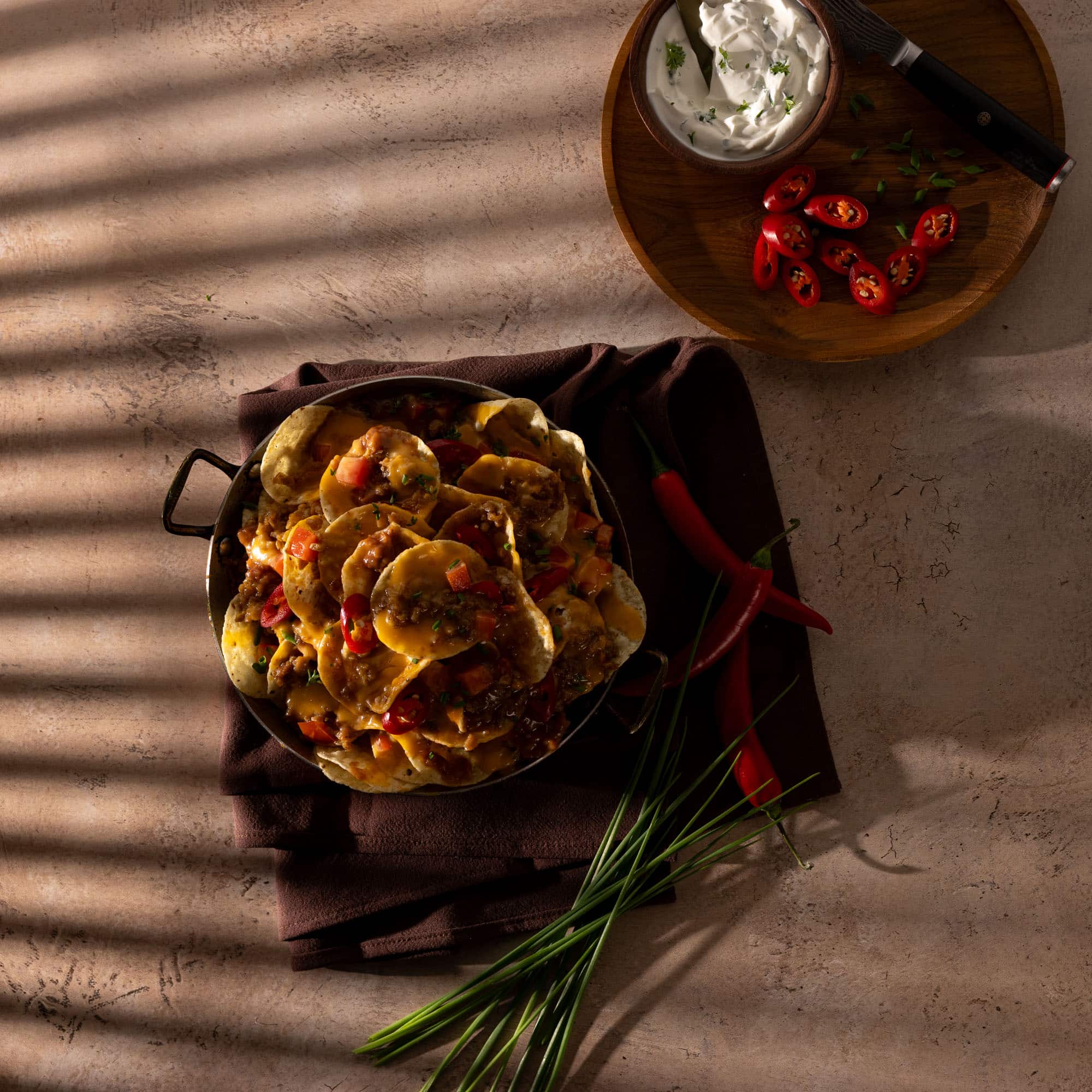 Mexican food being pictured on a V-Flat Dark Roast/Moroccan Mud - XL Duo Board.