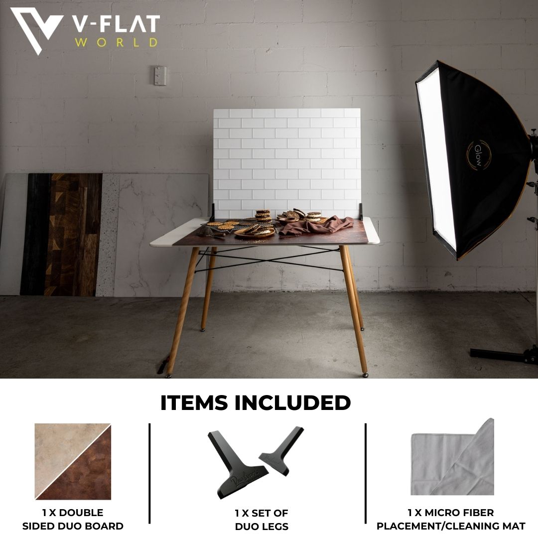 V-Flat Dark Roast/Moroccan Mud - XL Duo Board with a softbox and all items included.