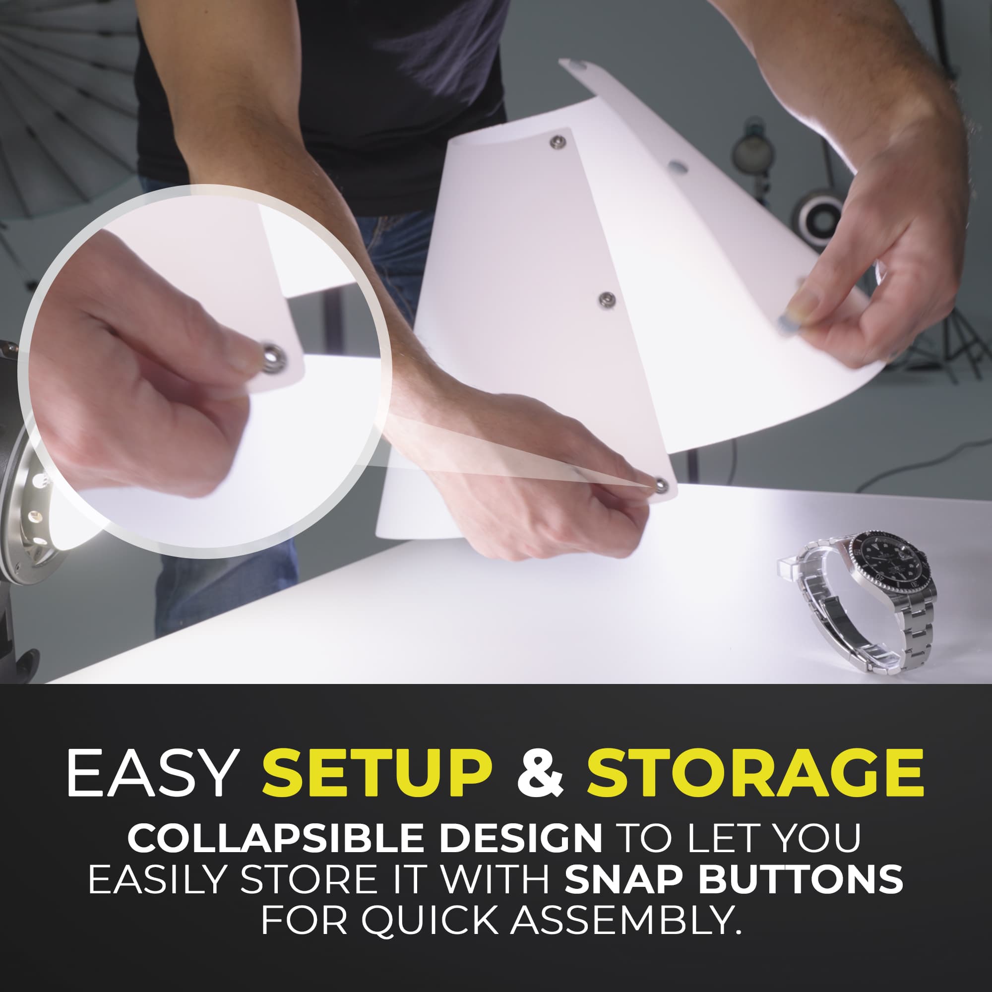 Setup and storage image for the V-Flat Light Cone - Kit.