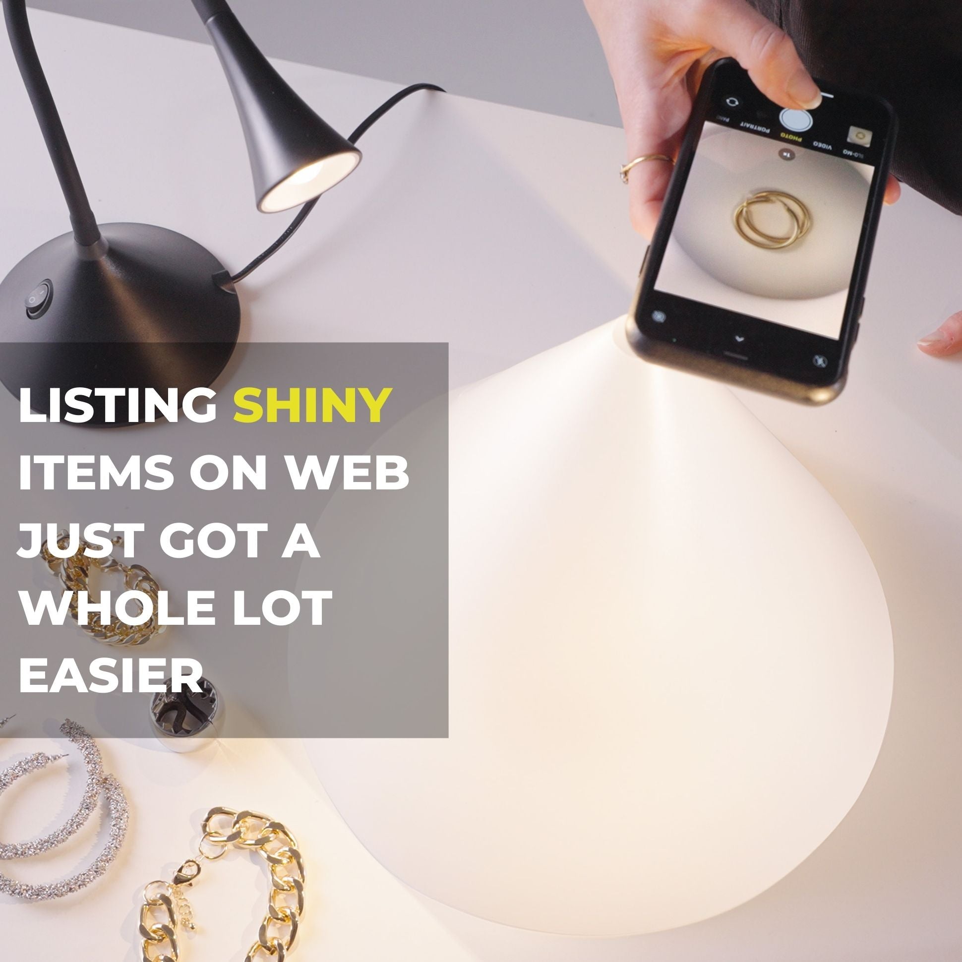 Using the V-Flat Light Cone - Phone to capture shiny items.