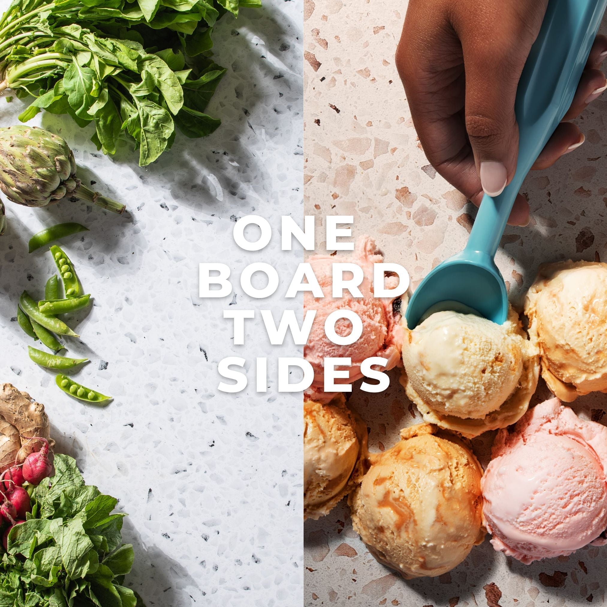 Both colours for the V-Flat Terrazzo A/B - XL Duo Board shown next to each other.