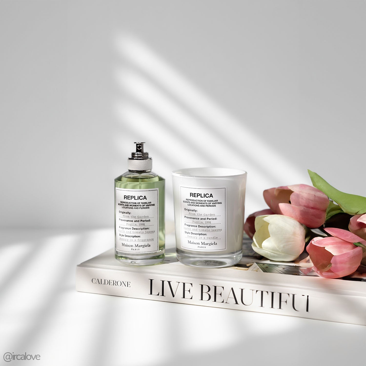 Beauty products being photographed with the V-Flat White Gloss/White Matte Duo Board.