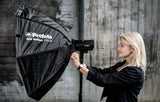 The Profoto B10X being set up with the Profoto softbox oct for a photo shoot