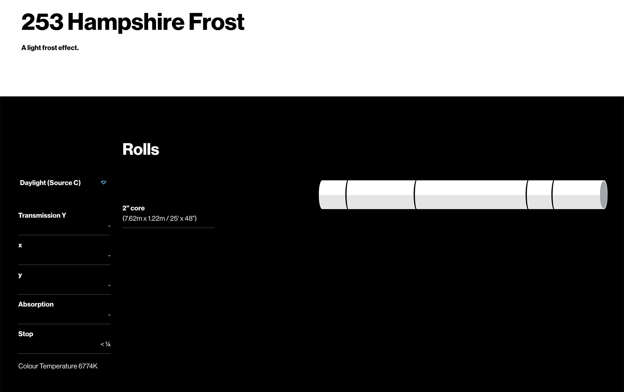 Lee Filter 253 Hampshire Frost Diffusion 7.62m x 1.22cm Roll