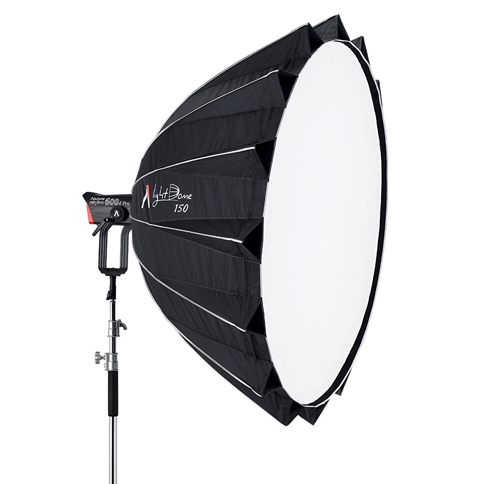 3/4 view of Aputure Light Dome 150 on a white background.