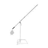 Avenger D600 Mini Boom in Chrome Steel with Built-In Grip Head with a ghosted C stand and sandbag