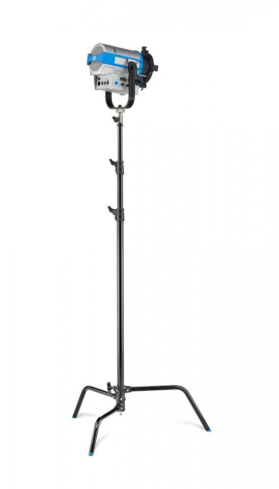 Avenger C-Stand Sliding Leg 40'' Black 3.3m/10.8' Base & Column (A2033LCB) shown holding a light