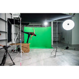 Manfrotto Chroma Key FX Cover Green 4x2.9m (COVER ONLY, frame NOT included) - item set up and being used in a warehouse