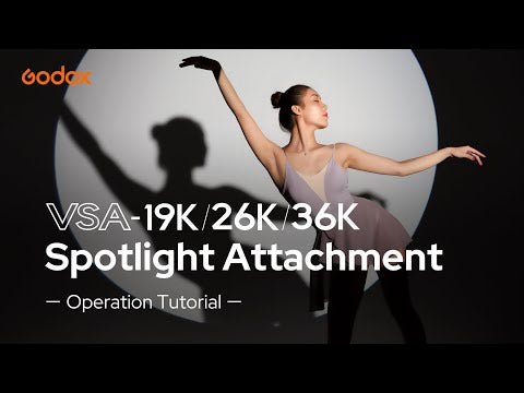 Operational video from Godox showcasing the VSA spotlight attahcment