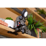 Manfrotto Cold Shoe Spring Clamp Fixed To Wooden Shelf With LED Light
