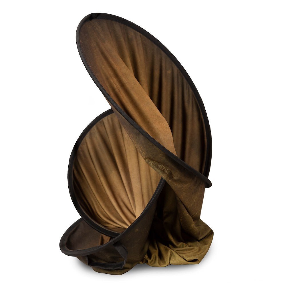 Vintage Collapsible Background 1.5 x 2.1m Tobacco/Olive being used in a photo shoot