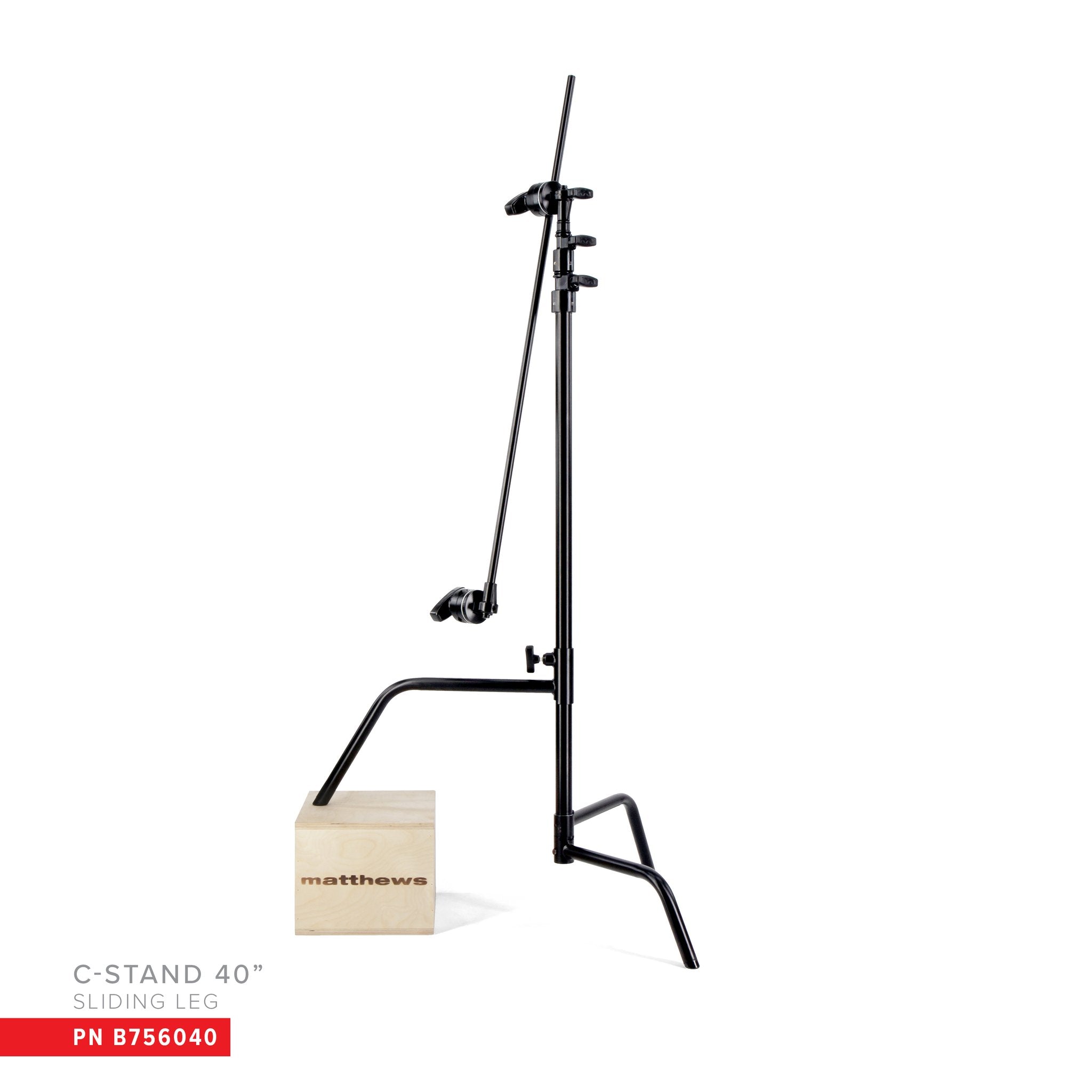 Matthews Hollywood Black 40" C-Stand Double Riser Sliding Leg, w/ Grip Head and 40" Arm - 10.5' (3.2m)