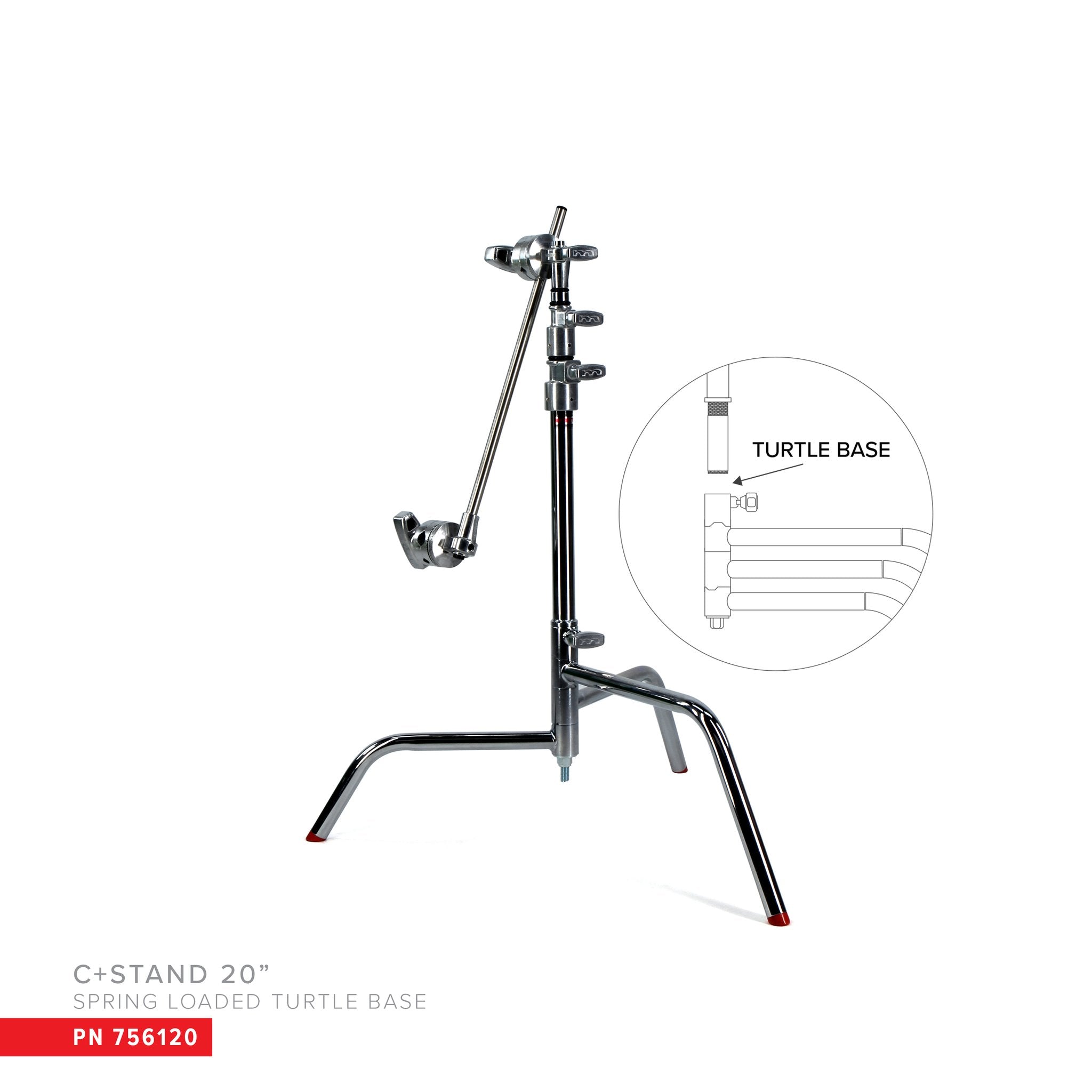 Matthews Hollywood Chrome 20" C+Stand with Detachable Turtle Base, Grip Head and 20" Arm - 5.25' (1.6m)