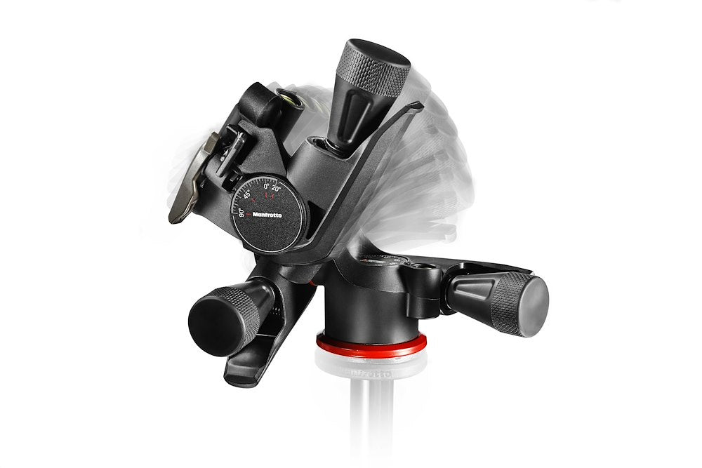 Manfrotto XPRO Geared Three-way Pan/Tilt Tripod Head Shown With Movement